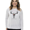 Horns and Roses Long Sleeve Tee | White Tri-Blend